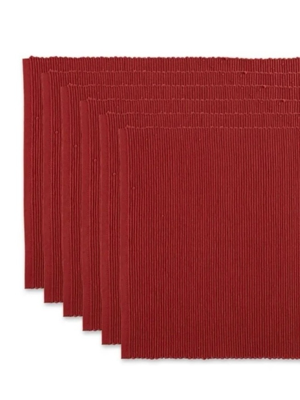 Set of Red Ribbed Placemats - Pack of 6